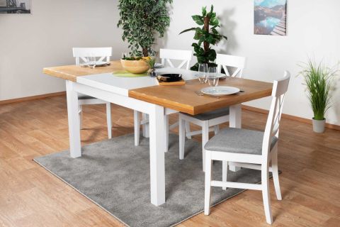 Dining table extendable "Solin" oak white/nature 20 (angular) - Measurements: 140 - 220 x 90 cm (W x D)