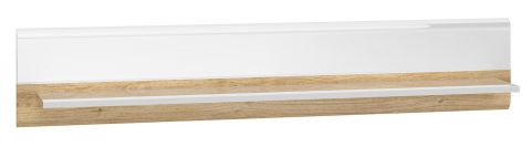 Suspended rack / Wall shelf Tullahoma 09, Colour: Oak / Glossy White - Measurements: 25 x 134 x 24 cm (H x W x D)