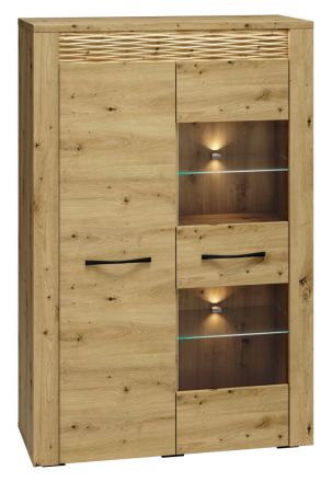 Glostrup 05 cabinet, Colour: Oak - measurements: 140 x 92 x 40 cm (h x w x d), with 2 doors and 8 compartments