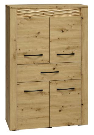 Gardrobe Glostrup 06, Colour: Oak - Measurements: 140 x 92 x 40 cm (h x w x d), with 4 doors, 1 drawer and 4 compartments