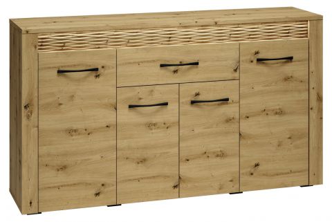 Chest of drawers Glostrup 08, Colour: Oak - Measurements: 94 x 165 x 40 cm (h x w x d), with 4 doors, 1 drawer and 6 compartments