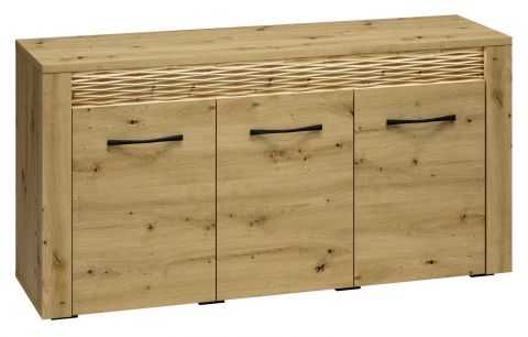 Chest of drawers Glostrup 10, Colour: Oak - Measurements: 70 x 138 x 40 cm (h x w x d), with 3 doors and 4 compartments