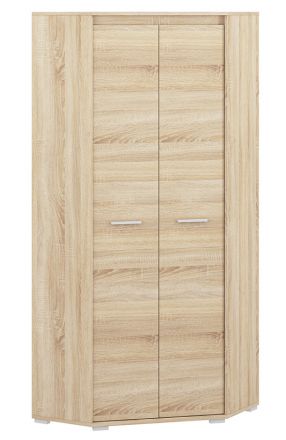 Hinged door cabinet / Corner Wardrobe Mochis 04, Colour: Sonoma Oak Light including 3 colour inserts - Measurements: 200 x 82 x 82 cm (h x w x d), with 2 doors and 6 compartments