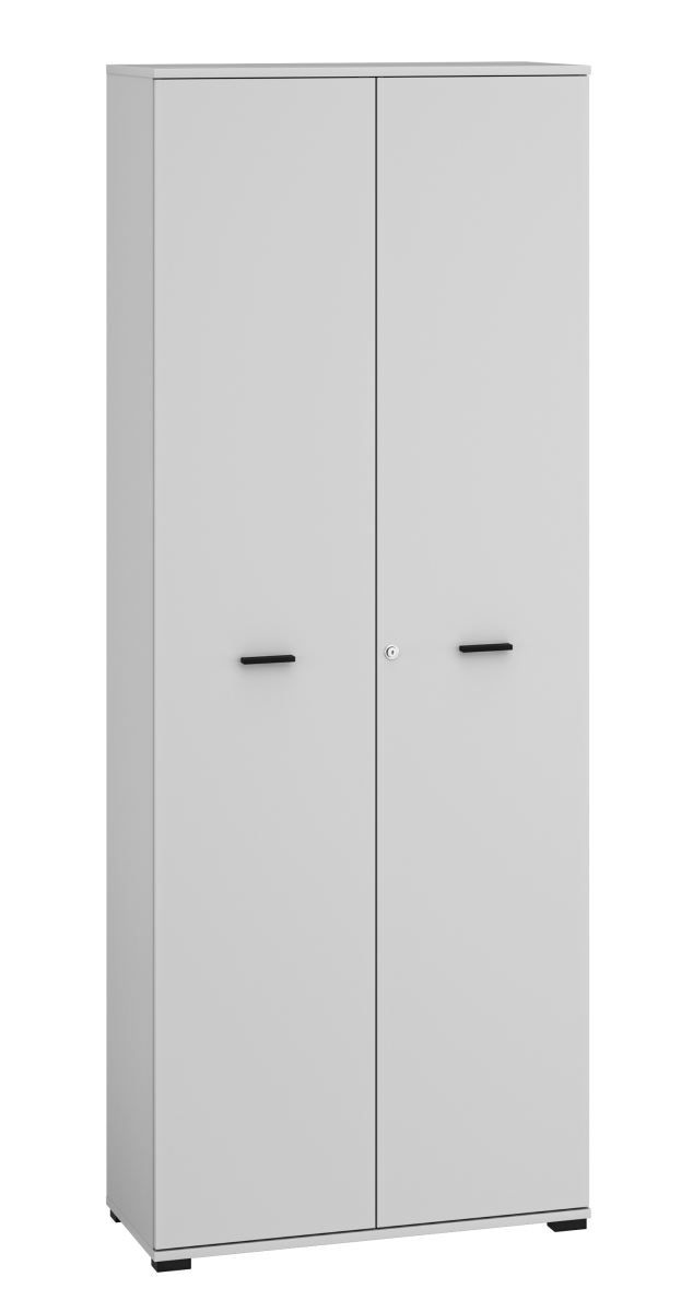 Toivala 01 office cabinet, color: light grey - Dimensions: 204 x 79 x 34 cm (H x W x D), with 2 doors and 5 compartments