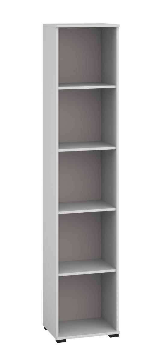 Shelf Toivala 04, color: light grey - Dimensions: 204 x 43 x 34 cm (H x W x D), with 5 compartments