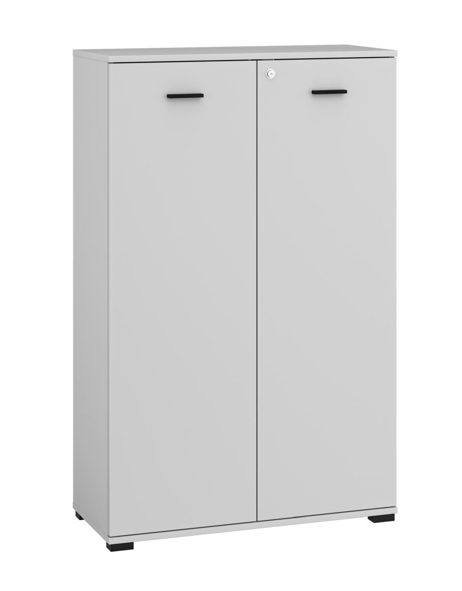 Chest of drawers Toivala 07, color: light grey - Dimensions: 124 x 79 x 34 cm (H x W x D), with 2 doors and 3 compartments