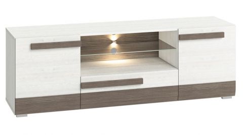 TV base cabinet Knoxville 09, Colour: Pine White / grey - measurements: 55 x 165 x 42 cm (h x w x d), with 2 doors, 1 drawer and 6 compartments
