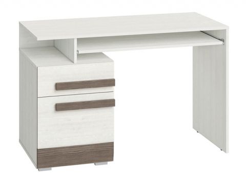 Desk Knoxville 11, Colour: Pine White/Grey - Measurements: 78 x 119 x 55 cm (h x w x d), with 1 door, 1 drawer and 2 compartments
