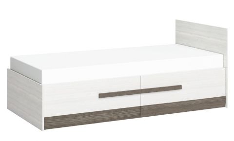 Single bed / Guest bed Knoxville 16, Colour: Pine White / Grey - Lying area: 90 x 200 cm (w x l), with 2 drawers