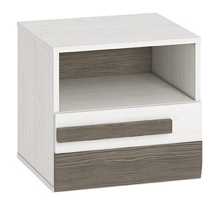 Bedside table Knoxville 18, Colour: Pine White/Grey - Measurements: 44 x 46 x 40 cm (h x w x d), with 1 drawer and 1 compartment
