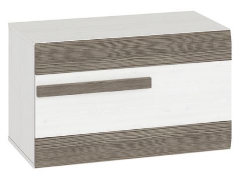 Shoe cupboard Knoxville 21, Colour: Pine White / grey - Measurements: 47 x 80 x 42 cm (h x w x d), with 1 flap door and 4 compartments