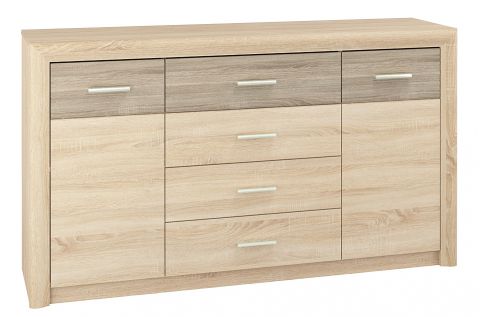 Chest of drawers Mesquite 08, Colour: Sonoma Oak Light / Sonoma Oak Truffle - Measurements: 91 x 165 x 40 cm (H x W x D), with 2 doors, 4 drawers and 4 compartments