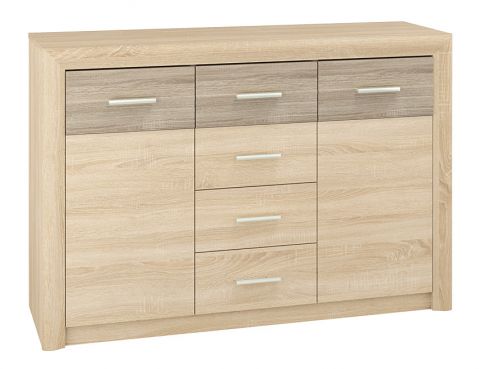Chest of drawers Mesquite 09, Colour: Sonoma Oak Light / Sonoma Oak Truffle - Measurements: 91 x 138 x 40 cm (h x w x d), with 2 doors, 4 drawers and 4 compartments