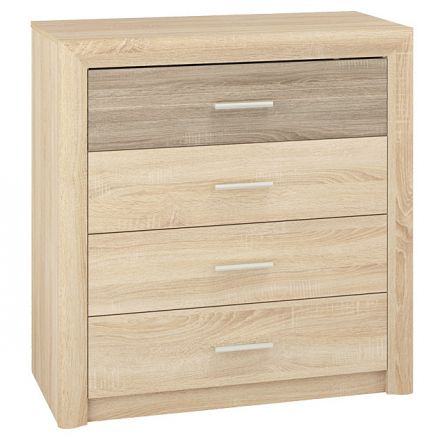 Chest of drawers Mesquite 11, Colour: Sonoma Oak Light / Sonoma Oak Truffle - Measurements: 94 x 92 x 43 cm (H x W x D), with 4 drawers