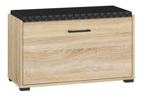 Bench with storage / shoe cabinet Vacaville 04, Colour: Sonoma oak light - Measurements: 48 x 80 x 34 cm (H x W x D), with 1 door and 2 compartments.