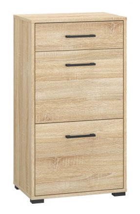 Shoe cabinet Vacaville 09, Colour: Sonoma oak light - measurements: 90 x 50 x 34 cm (H x W x D), with 2 doors, 1 drawer and 4 shelves