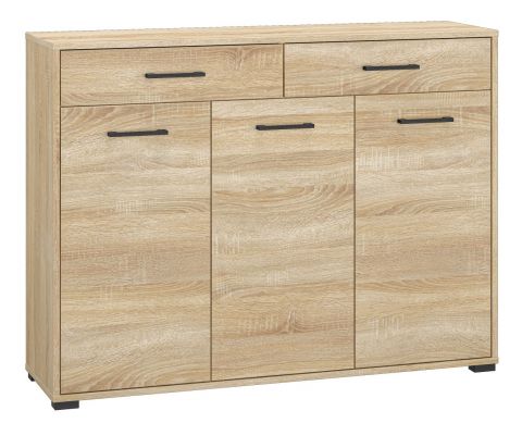 Chest of drawers Vacaville 11, Colour: Sonoma Oak Light - Measurements: 90 x 120 x 34 cm (H x W x D), with 3 doors, 2 drawers and 7 shelves