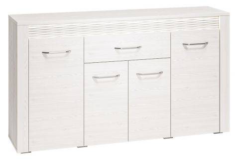 Chest of drawers Ullerslev 08, Colour: Pine White - Measurements: 94 x 165 x 40 cm (H x W x D), with 4 doors, 1 drawer and 6 compartments