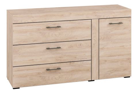 Chest of drawers Decorah 06, Colour: Light Oak - Measurements: 84 x 146 x 42 cm (h x w x d), with 1 door, 3 drawers and 2 compartments