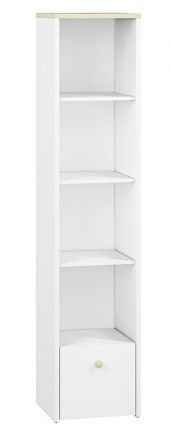 Children's room - Shelf Egvad 05, Colour: White / Beech - Measurements: 193 x 43 x 40 cm (H x W x D), with 1 drawer and 4 compartments