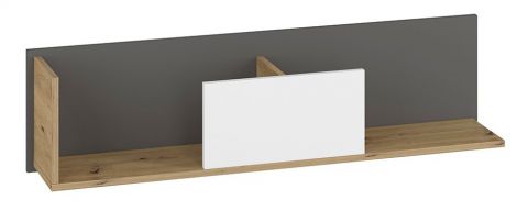 Children's room - Suspended rack / Wall shelf Sallingsund 10, Colour: Oak / White / Anthracite - Measurements: 30 x 120 x 22 cm (H x W x D)