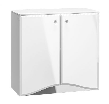 Chest of drawers Sydfalster 09, Colour: White / White high gloss - Measurements: 85 x 87 x 41 cm (H x W x D), with two doors and two compartments.