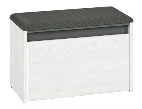 Bench with storage space / shoe cupboard Fjends 02, Colour: Pine White / anthracite - Measurements: 47 x 70 x 34 cm (H x W x D)