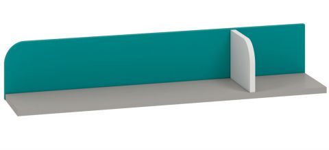 Children's room - Suspended rack / Wall shelf Renton 15, Colour: Platinum Grey / White / Blue Green - Measurements: 15 x 92 x 20 cm (h x w x d)