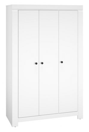 Hinged door cabinet / Closet Orivesi 03, Colour: White - Measurements: 201 x 127 x 57 cm (H x W x D), with 3 doors and 5 compartments.
