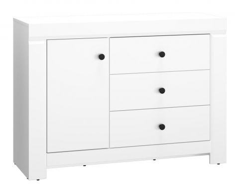 Chest of drawers Orivesi 10, Colour: White - Measurements: 85 x 117 x 42 cm (H x W x D), with 1 door, 3 drawers and 2 compartments.