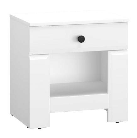 Bedside table Orivesi 14, Colour: White - Measurements: 50 x 50 x 35 cm (H x W x D), with 1 drawer and 1 shelf.