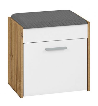 Bench with storage space / shoe cupboard Vamdrup 04, Colour: Oak / White - measurements: 51 x 49 x 35 cm (h x w x d)