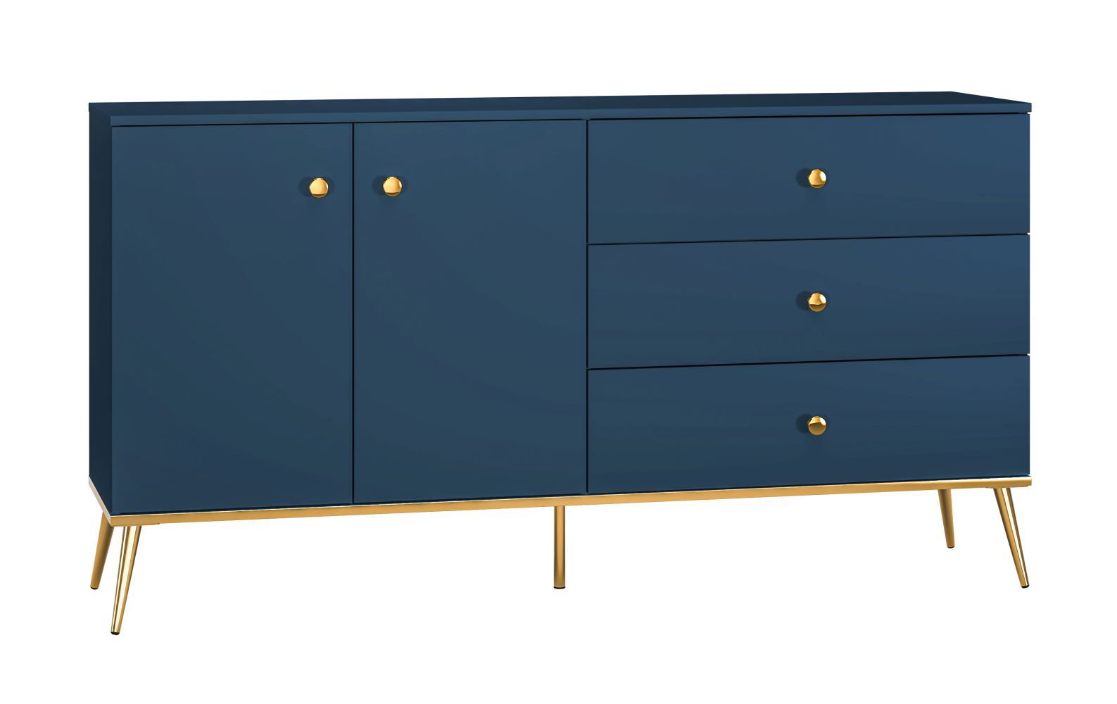 Chest of drawers Kumpula 03, Colour: Dark Blue - Measurements: 85 x 160 x 40 cm (H x W x D), with 2 doors, 3 drawers and 2 compartments.