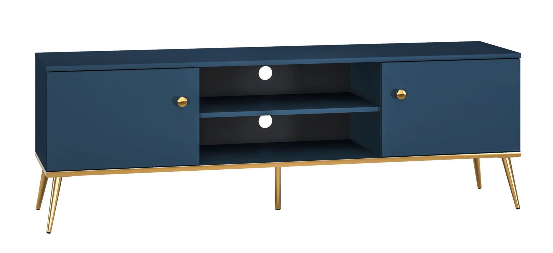 TV base cabinet Kumpula 05, Colour: dark blue - measurements: 54 x 160 x 40 cm (H x W x D), with 2 doors and 4 compartments.