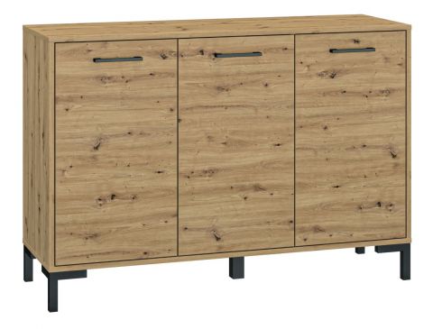 Chest of drawers Pandrup 10, Colour: Oak - Measurements: 83 x 120 x 40 cm (H x W x D), with 3 doors and 4 compartments.