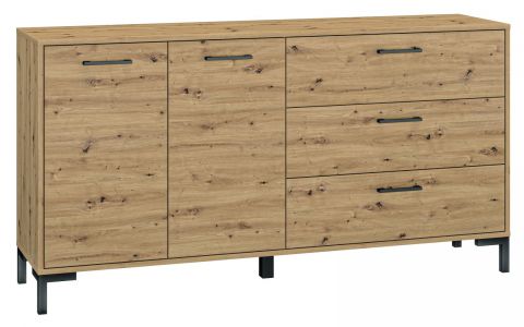 Chest of drawers Pandrup 13, Colour: Oak - Measurements: 83 x 159 x 40 cm (H x W x D), with 2 doors, 3 drawers and 2 compartments.
