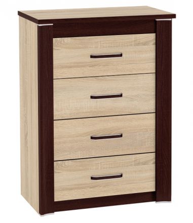 Chest of drawers Nogales 13, Colour: Sonoma Oak Light / Dark - Measurements: 95 x 69 x 41 cm (H x W x D), with 4 drawers