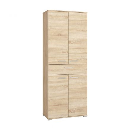Cupboard Tapachula 02, Colour: Sonoma Oak Light - Measurements: 203 x 79 x 40 cm (h x w x d), with 4 doors, 1 drawer and 5 compartments