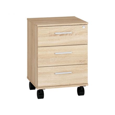 Roll container Tapachula 24, Colour: Sonoma Oak Light - Measurements: 60 x 46 x 40 cm (H x W x D), with 3 drawers