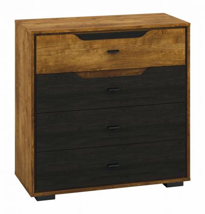 Chest of drawers Felida 07, Colour: Lefkas Oak / Dark Oak - Measurements: 92 x 92 x 41 cm (H x W x D), with 4 drawers