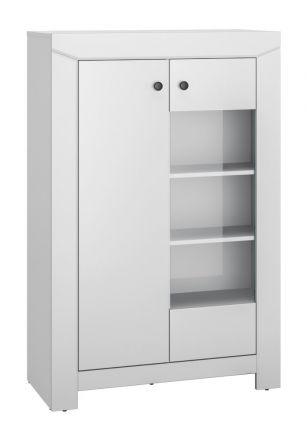 Display case Sastamala 15, Colour: silver Grey - measurements: 140 x 92 x 42 cm (H x W x D), with 2 doors and 8 compartments.