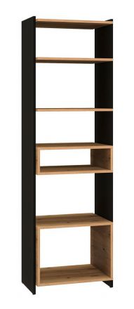 Bookshelf Trezevant 02, Colour: Oak Artisan / Black - Measurements: 180 x 55 x 40 cm (H x W x D)