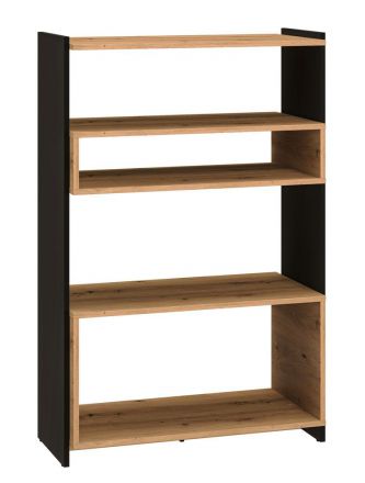 Bookshelf Trezevant 03, Colour: Oak Artisan / Black - Measurements: 122 x 80 x 40 cm (H x W x D)