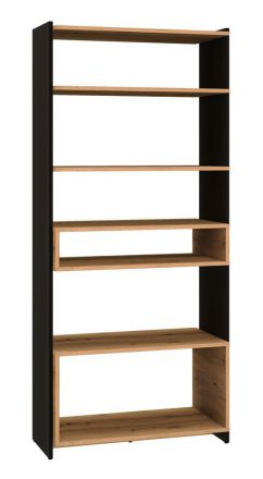Bookshelf Trezevant 04, Colour: Oak Artisan / Black - Measurements: 180 x 80 x 40 cm (H x W x D)