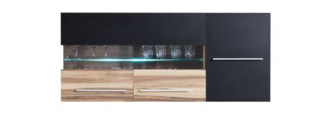 Wall cabinet "Tinlot" 10, Black / Walnut - Measurements: 55 x 130 x 35 cm (H x W x D)