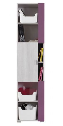 Children's room - Wardrobe "Emilian" 06, Pine bleached / Purple - Measurements: 195 x 45 x 40 cm (H x W x D)