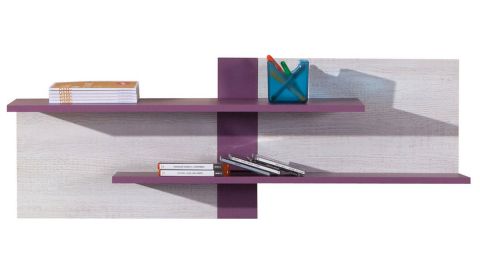 Children's room - Suspended rack "Emilian" 15, Pine bleached / Purple - Measurements: 40 x 110 x 24 cm (h x w x d)