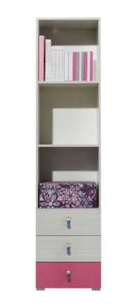 Nursery - Wardrobe "Felipe" 05, Pink / White - Measurements: 190 x 45 x 40 cm (H x W x D)