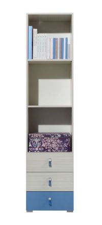 Children's room - Cupboard "Felipe" 05, Blue / White - Measurements: 190 x 45 x 40 cm (H x W x D)