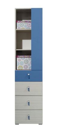 Children's room - Cupboard "Felipe" 06, Blue / White - Measurements: 190 x 45 x 40 cm (H x W x D)
